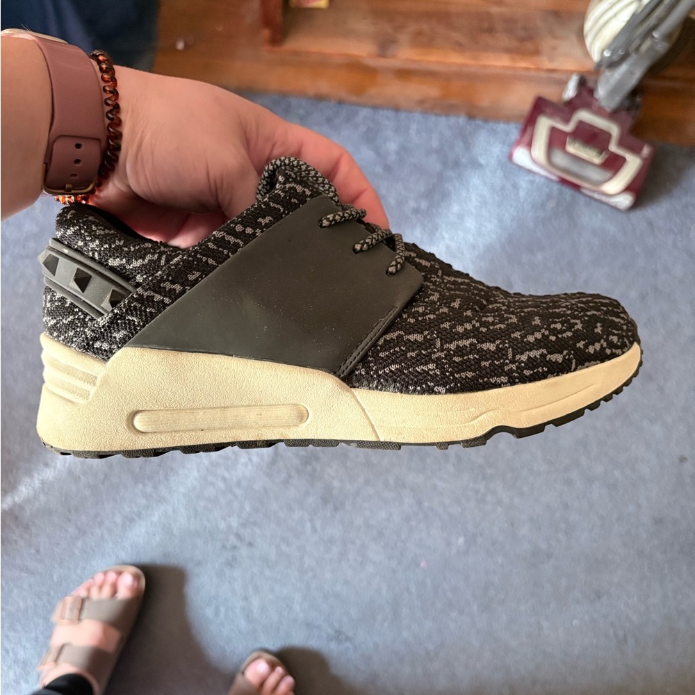 Madden Girl Black and Cream Sneakers